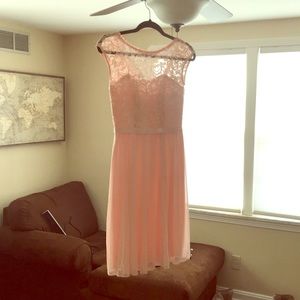 David’s Bridal Petal Pink Lace Bridesmaids Dress